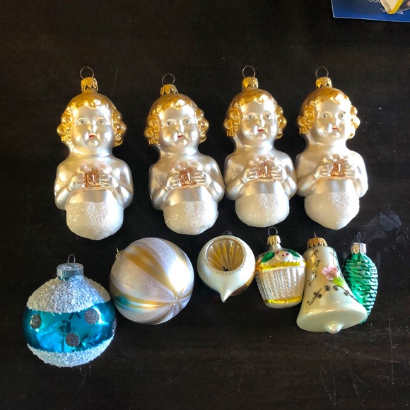 Vintage glass hand-painted ornaments